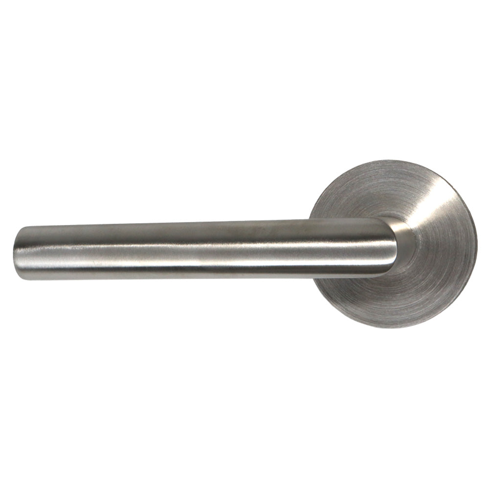 Emtek S10002STTSSLH Stuttgart Lever Left Hand 2-3/8" Backset Passage with Disk Rose for 1-1/4" to 2" Door Brushed Stainless Steel Finish Main image