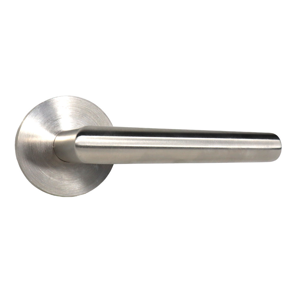 Emtek S10002STTSSRH Stuttgart Lever Right Hand 2-3/8" Backset Passage with Disk Rose for 1-1/4" to 2" Door Brushed Stainless Steel Finish Main image