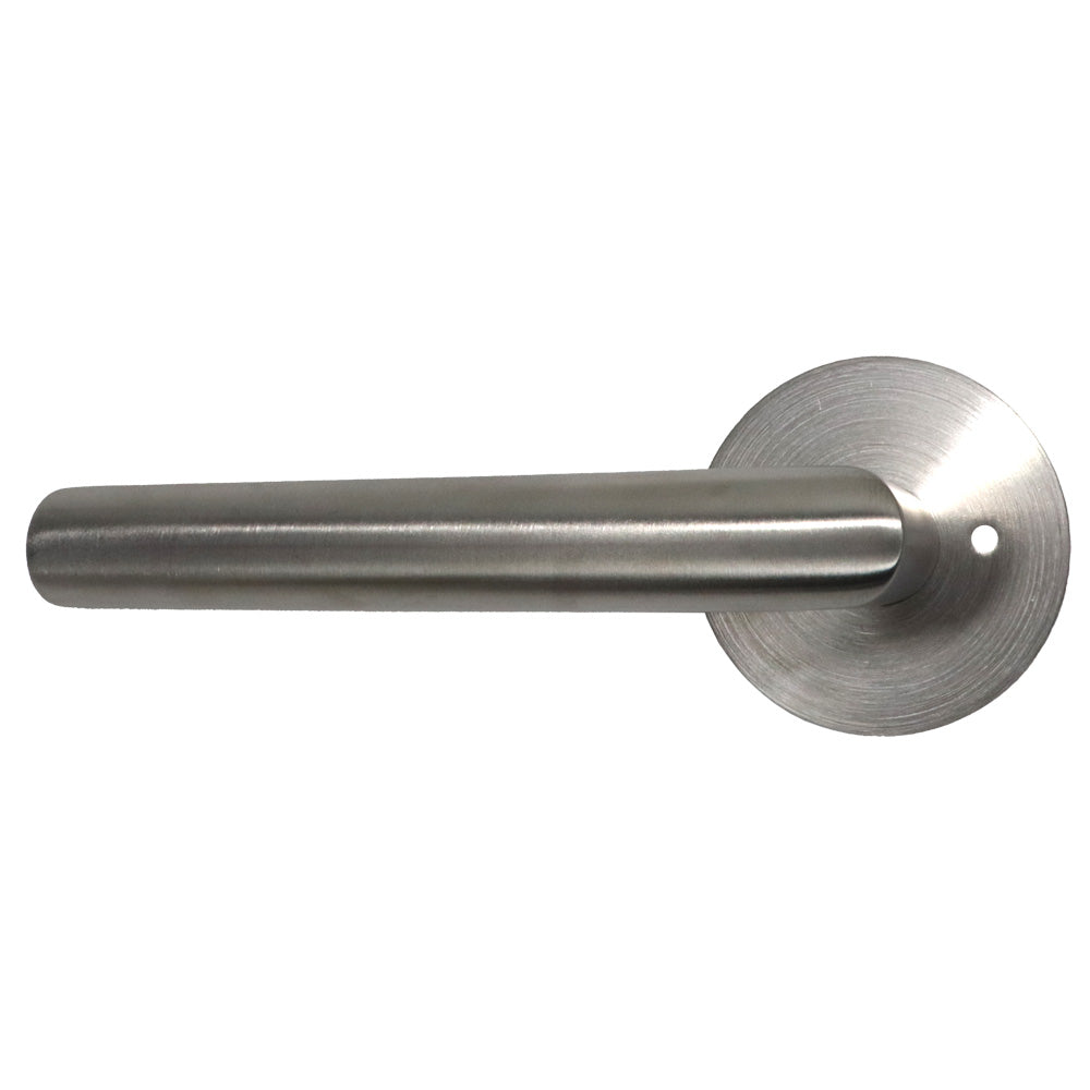 Emtek S20002STTSSLH Stuttgart Lever Left Hand 2-3/8" Backset Privacy with Disk Rose for 1-1/4" to 2" Door Brushed Stainless Steel Finish Main image
