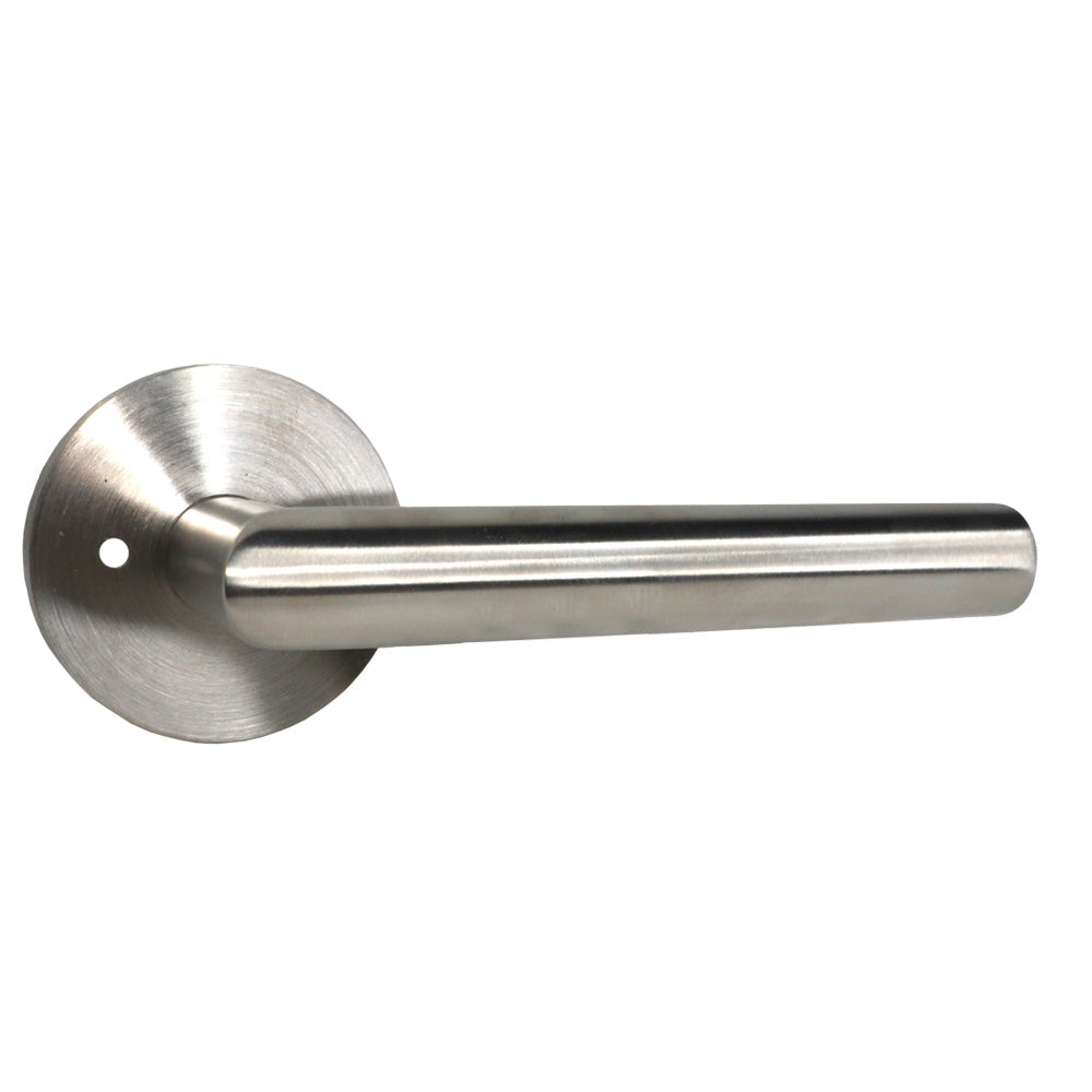 Emtek S20002STTSSRH Stuttgart Lever Right Hand 2-3/8" Backset Privacy with Disk Rose for 1-1/4" to 2" Door Brushed Stainless Steel Finish Main image