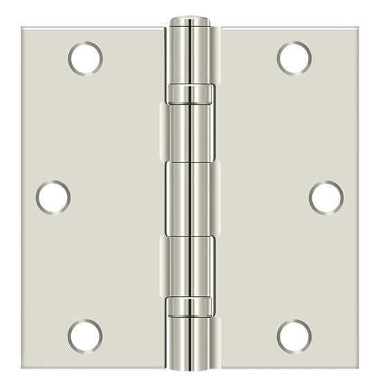 Deltana S35BBU14-R 3-1/2" x 3-1/2" Square Corner Ball Bearing Hinge Bright Nickel Finish