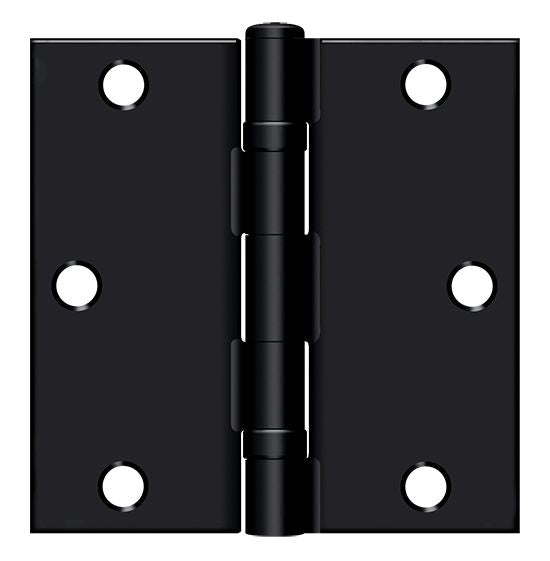 Deltana S35BBU1B-R 3-1/2" x 3-1/2" Square Corner Ball Bearing Hinge Paint Black Finish