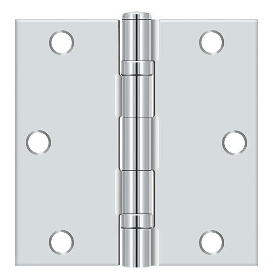 Deltana S35BBU26-R 3-1/2" x 3-1/2" Square Corner Ball Bearing Hinge Bright Chrome Finish