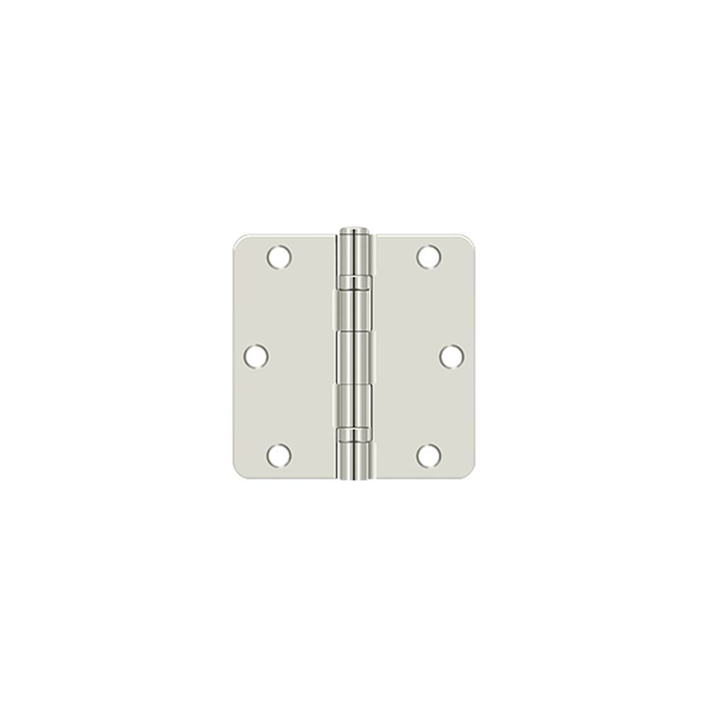 Deltana S35R4BB14 3-1/2" x 3-1/2" x 1/4" Radius Hinge; Ball Bearing; Bright Nickel Finish
