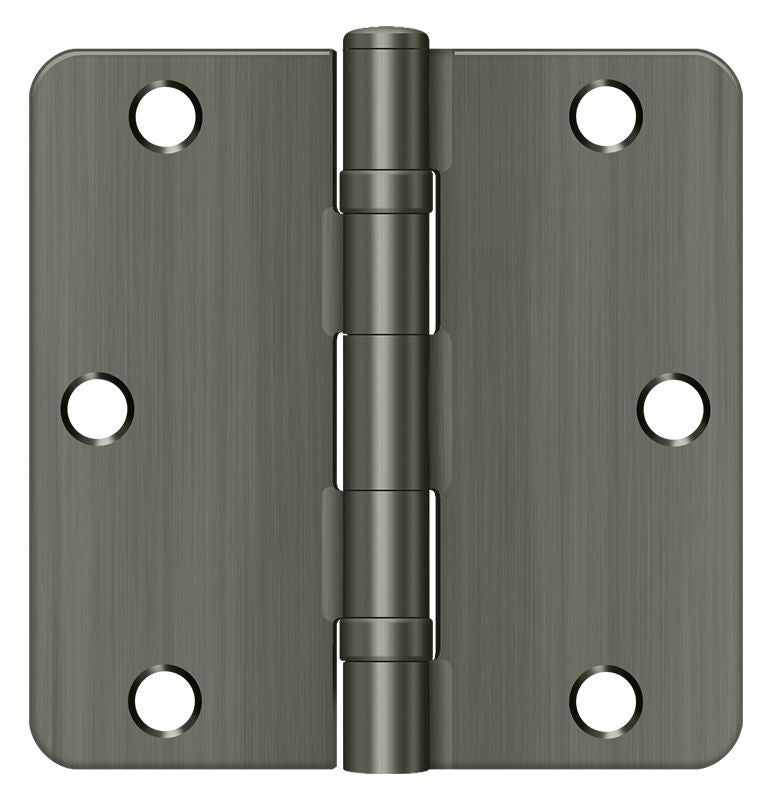 Deltana S35R4BB15A 3-1/2" x 3-1/2" x 1/4" Radius Hinge; Ball Bearing; Antique Nickel Finish Main image