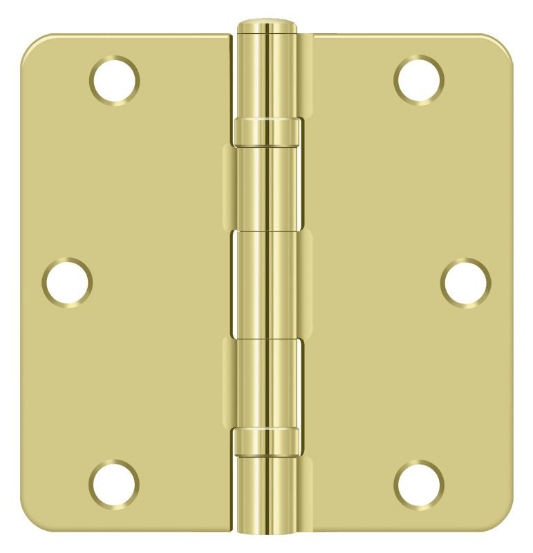 Deltana S35R4BB3 3-1/2" x 3-1/2" x 1/4" Radius Hinge; Ball Bearing; Bright Brass Finish Main image