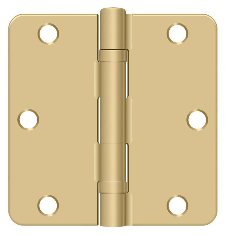 Deltana S35R4BB4 3-1/2" x 3-1/2" x 1/4" Radius Hinge; Ball Bearing; Satin Brass Finish Main image