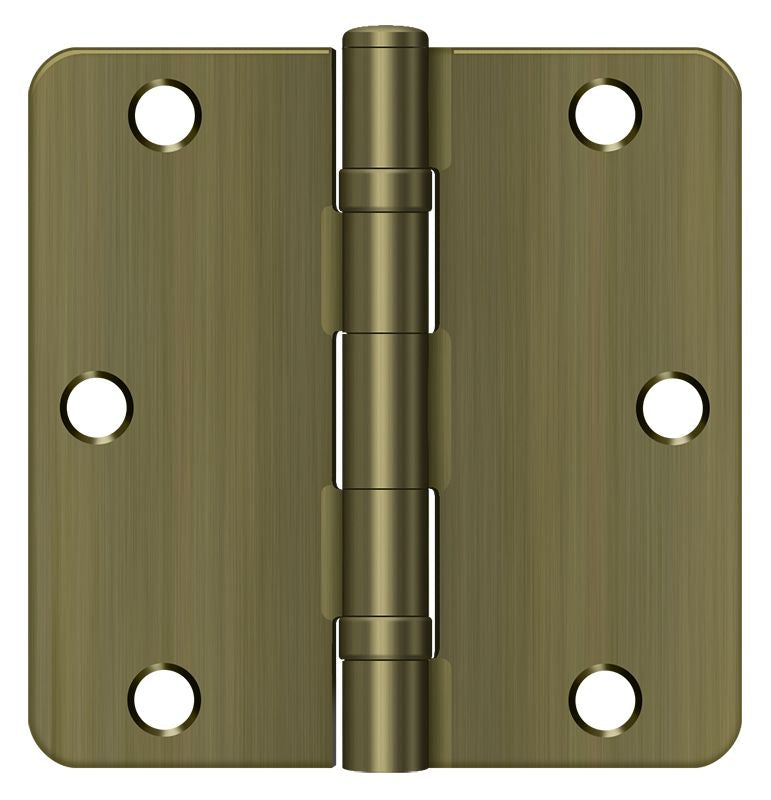 Deltana S35R4BB5 3-1/2" x 3-1/2" x 1/4" Radius Hinge; Ball Bearing; Antique Brass Finish Main image