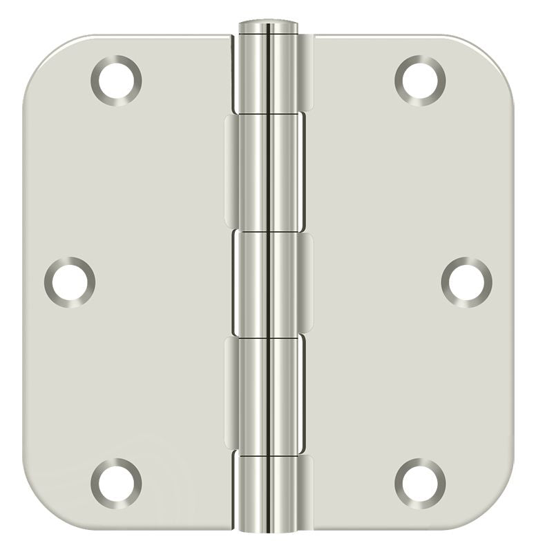 Deltana S35R514 3-1/2" x 3-1/2" x 5/8" Radius Hinge; Residential Thickness; Bright Nickel Finish