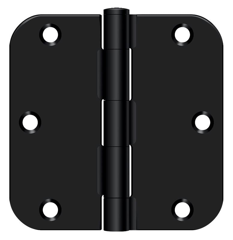 Deltana S35R51B 3-1/2" x 3-1/2" x 5/8" Radius Hinge; Residential Thickness; Flat Black Finish