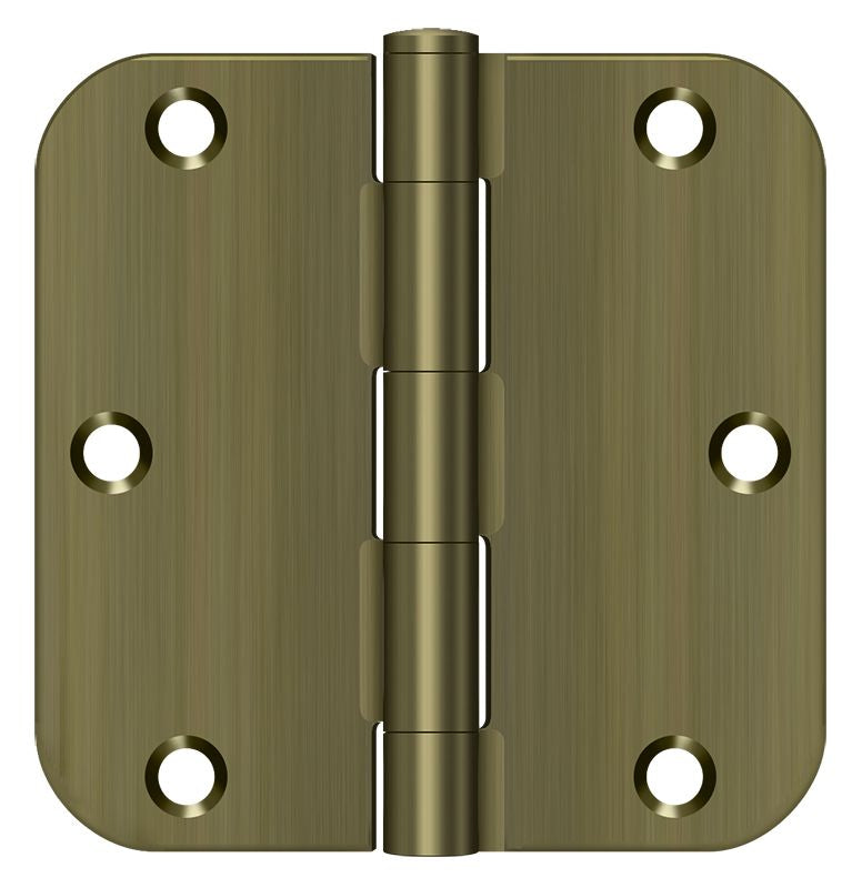 Deltana S35R55 3-1/2" x 3-1/2" x 5/8" Radius Hinge; Residential Thickness; Antique Brass Finish
