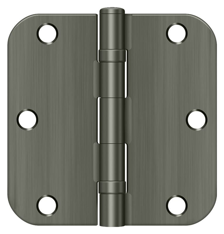 Deltana S35R5BB15A 3-1/2" x 3-1/2" x 5/8" Radius Hinge; Ball Bearing; Antique Nickel Finish