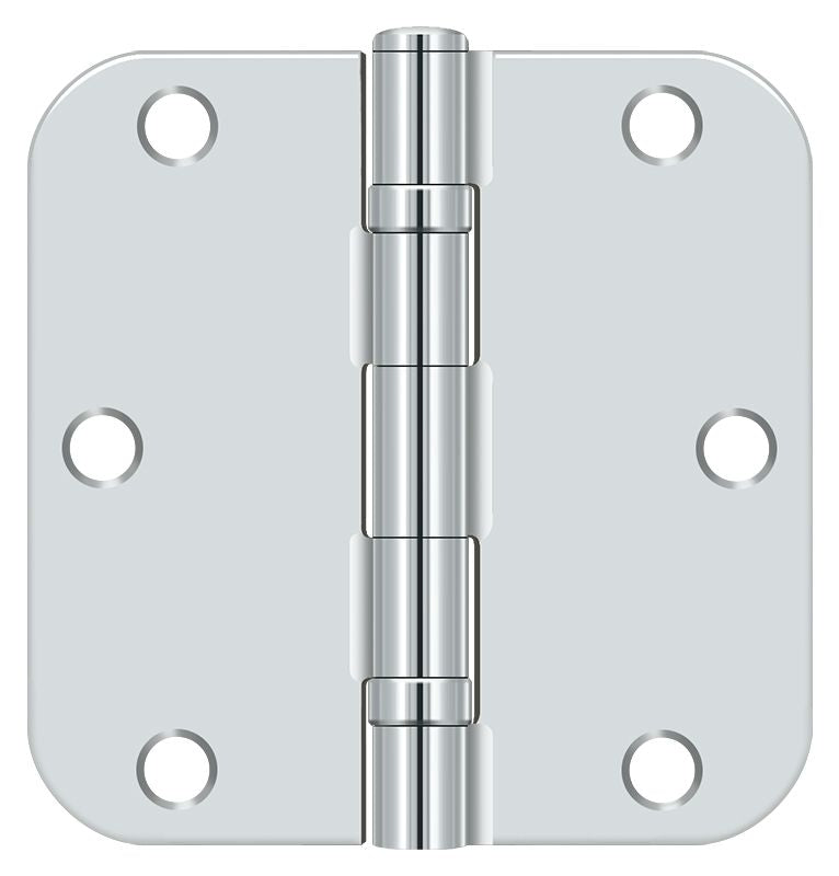 Deltana S35R5BB26 3-1/2" x 3-1/2" x 5/8" Radius Hinge; Ball Bearing; Bright Chrome Finish Main image