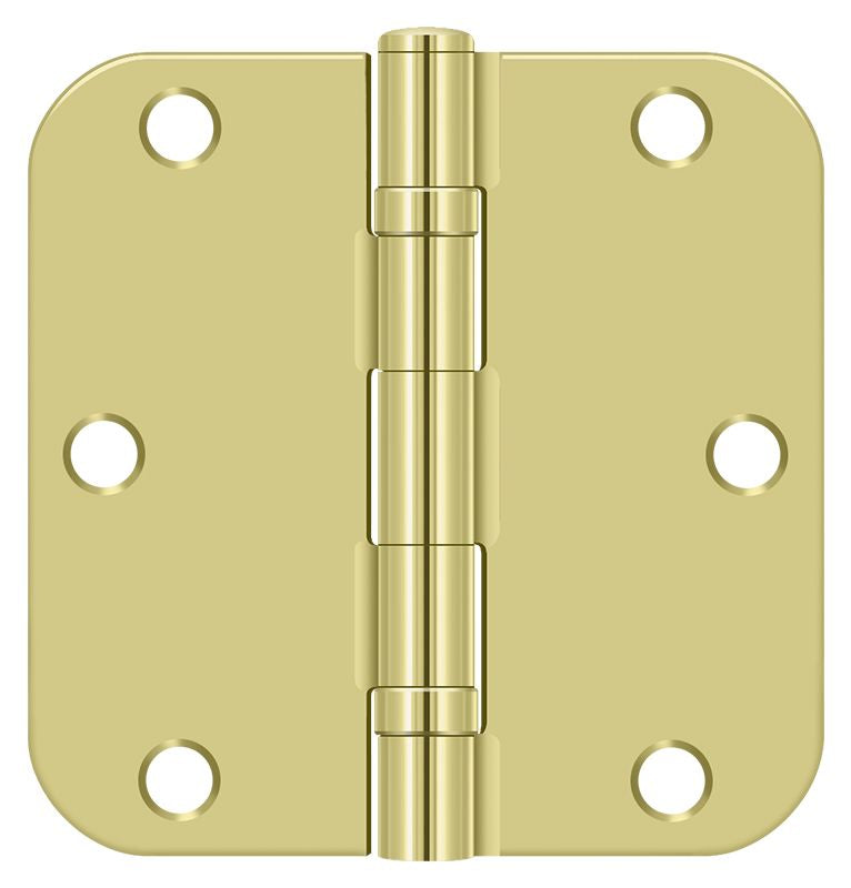 Deltana S35R5BB3 3-1/2" x 3-1/2" x 5/8" Radius Hinge; Ball Bearing; Bright Brass Finish