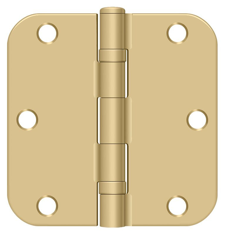 Deltana S35R5BB4 3-1/2" x 3-1/2" x 5/8" Radius Hinge; Ball Bearing; Satin Brass Finish Main image