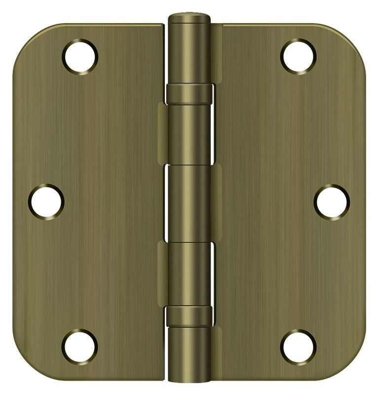 Deltana S35R5BB5 3-1/2" x 3-1/2" x 5/8" Radius Hinge; Ball Bearing; Antique Brass Finish Main image