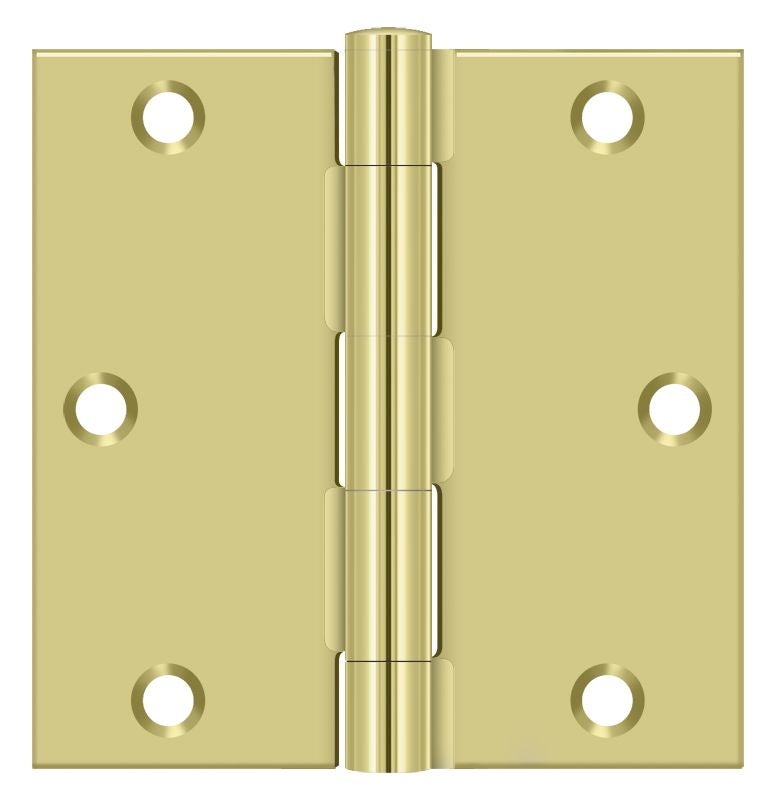 Deltana S35U3-R 3-1/2" x 3-1/2" Square Hinge; Bright Brass Finish