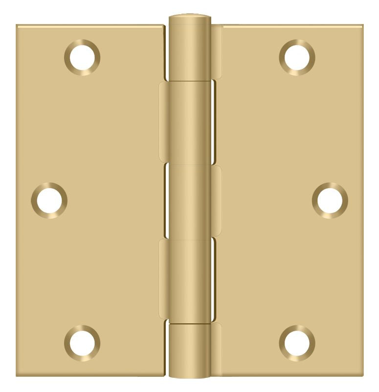Deltana S35U4-R 3-1/2" x 3-1/2" Square Hinge; Satin Brass Finish