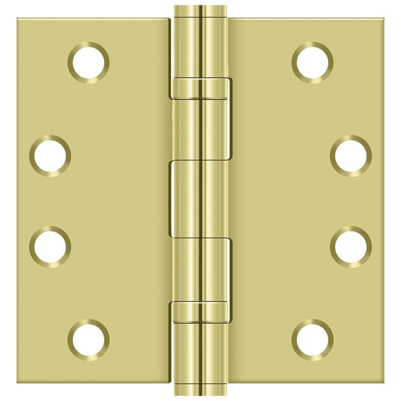Deltana S44HDBB3 4" x 4" Square Hinge; Heavy Duty; Ball Bearings; Bright Brass Finish