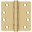 Deltana S44HDBB4 4" x 4" Square Hinge; Heavy Duty; Ball Bearings; Satin Brass Finish