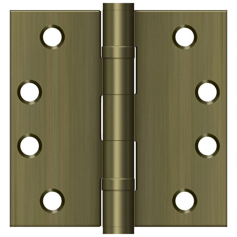 Deltana S44HDBB5 4" x 4" Square Hinge; Heavy Duty; Ball Bearings; Antique Brass Finish