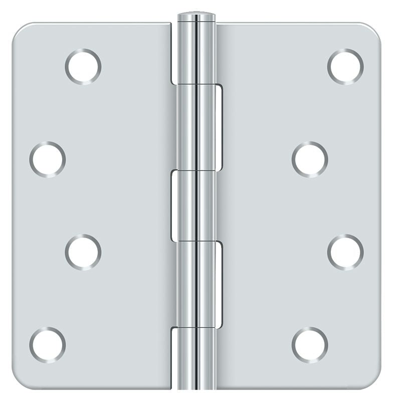 Deltana S44R426 4" x 4" x 1/4" Radius Hinge; Bright Chrome Finish Main image