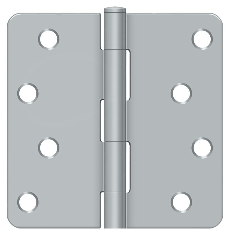 Deltana S44R426D 4" x 4" x 1/4" Radius Hinge; Satin Chrome Finish