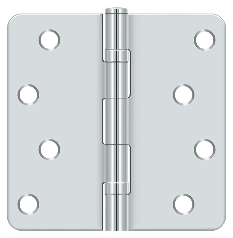 Deltana S44R4BB26 4" x 4" x 1/4" Radius Hinge; Ball Bearings; Bright Chrome Finish
