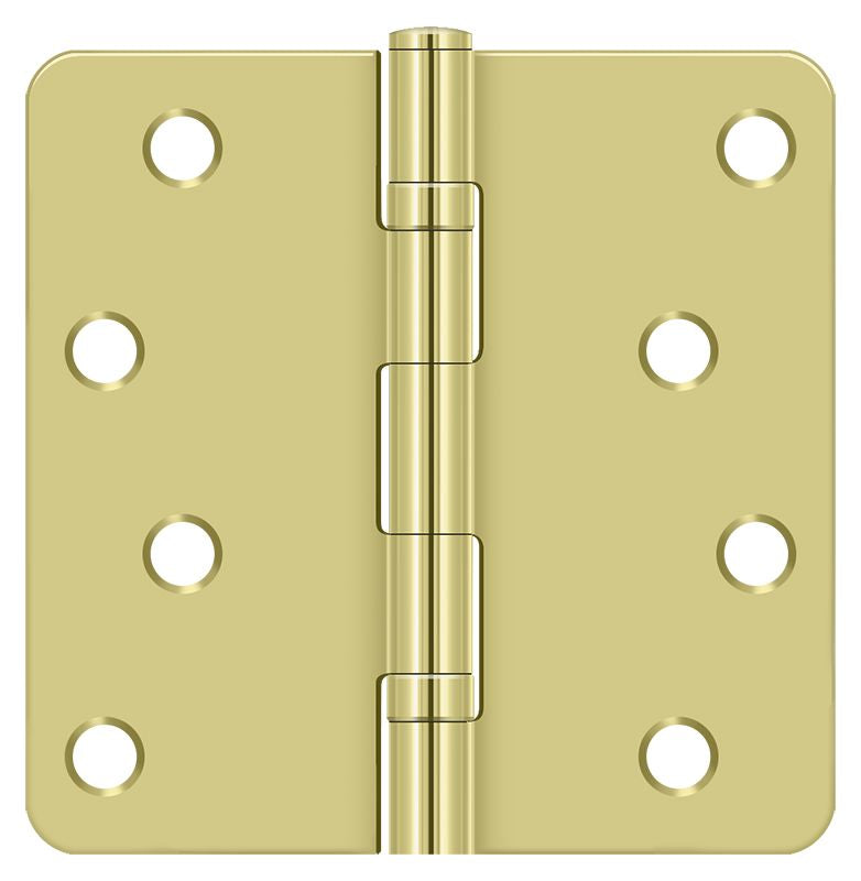 Deltana S44R4BB3 4" x 4" x 1/4" Radius Hinge; Ball Bearings; Bright Brass Finish Main image