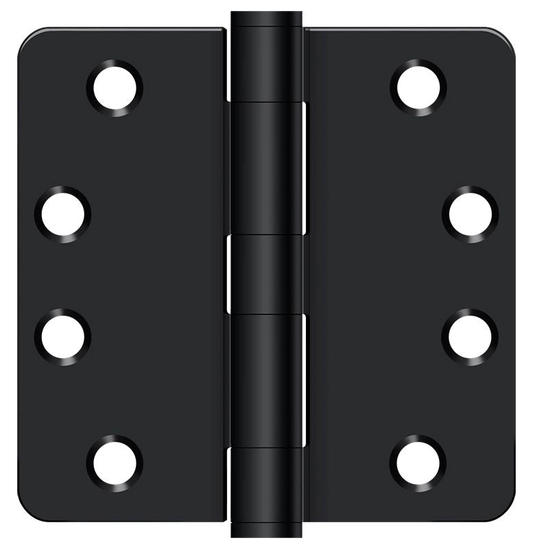 Deltana S44R4HD1B 4" x 4" x 1/4" Radius Hinge; Heavy Duty; Flat Black Finish Main image