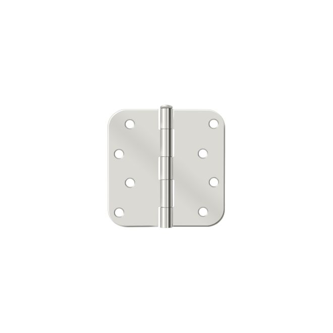 Deltana S44R514 4" x 4" x 5/8" Radius Hinge; Bright Nickel Finish