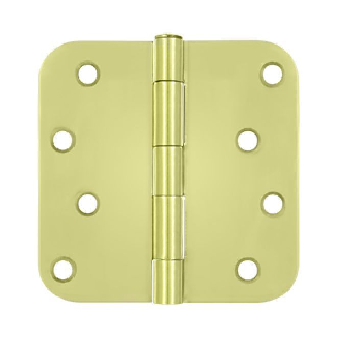 Deltana S44R53 4" x 4" x 5/8" Radius Hinge; Bright Brass Finish Main image