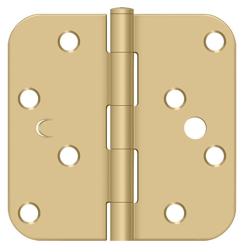 Deltana S44R54BMS 4" x 4" x 5/8" Radius Hinge; Bench Mark; Security; Satin Brass Finish Main image