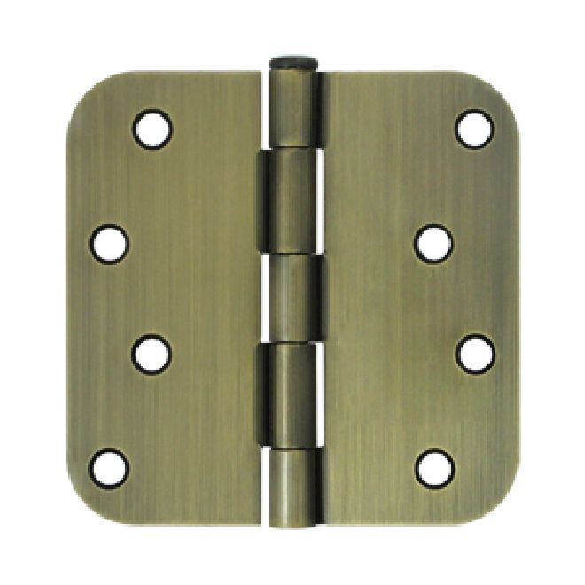 Deltana S44R55 4" x 4" x 5/8" Radius Hinge; Antique Brass Finish Main image