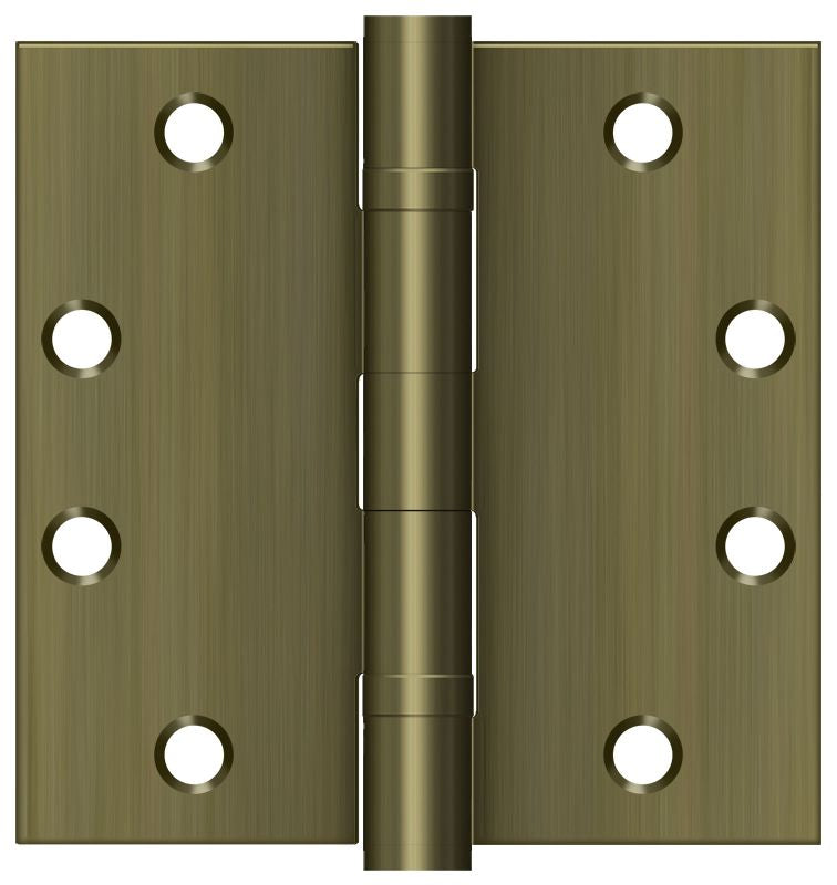 Deltana S45BBU5 4-1/2" x 4-1/2" Square Hinge; Heavy Duty; Ball Bearings; Antique Brass Finish Main image