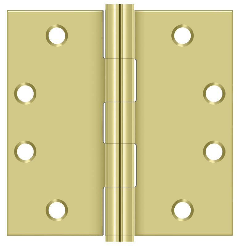 Deltana S45U3 4-1/2" x 4-1/2" Square Hinge; Heavy Duty; Bright Brass Finish