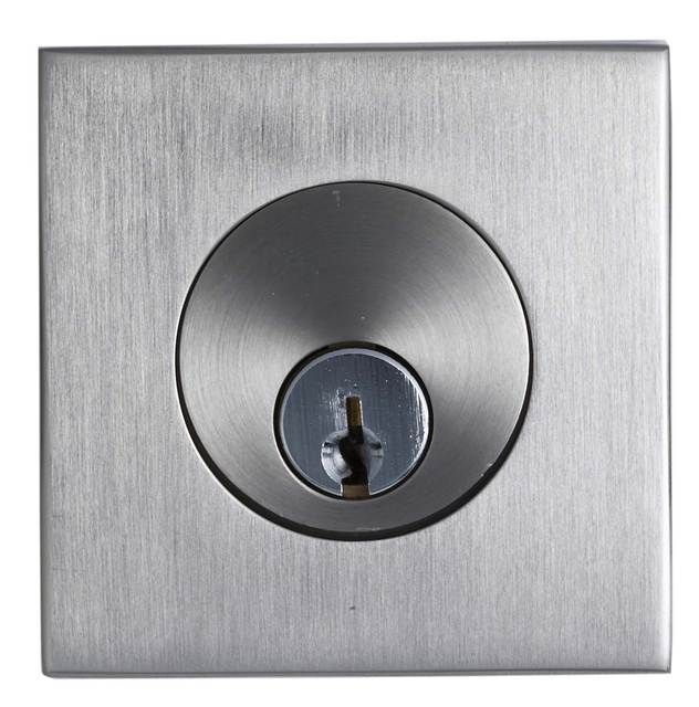 Emtek S50003SS Square Satin Stainless Single Cylinder Deadbolt for 1-3/4" Door Brushed Stainless Steel Finish