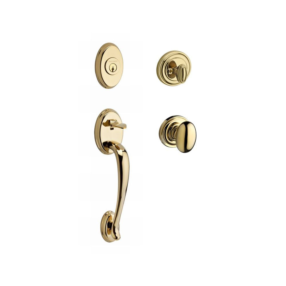Baldwin Reserve SCCOLXELLTRR003 Single Cylinder Columbus Handleset Ellipse Knob and Traditional Round Rose with 6AL Latch and Dual Strike Lifetime Brass Finish