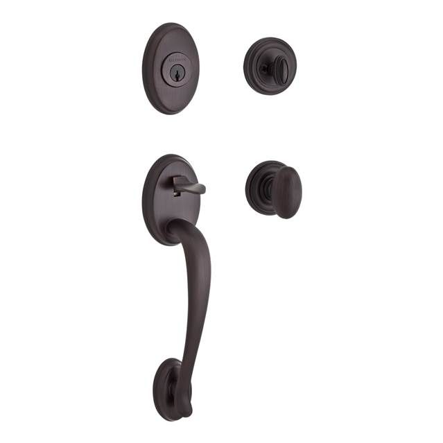 Baldwin Reserve SCCOLXELLTRR150 Single Cylinder Columbus Handleset Ellipse Knob and Traditional Round Rose with 6AL Latch and Dual Strike Satin Nickel Finish