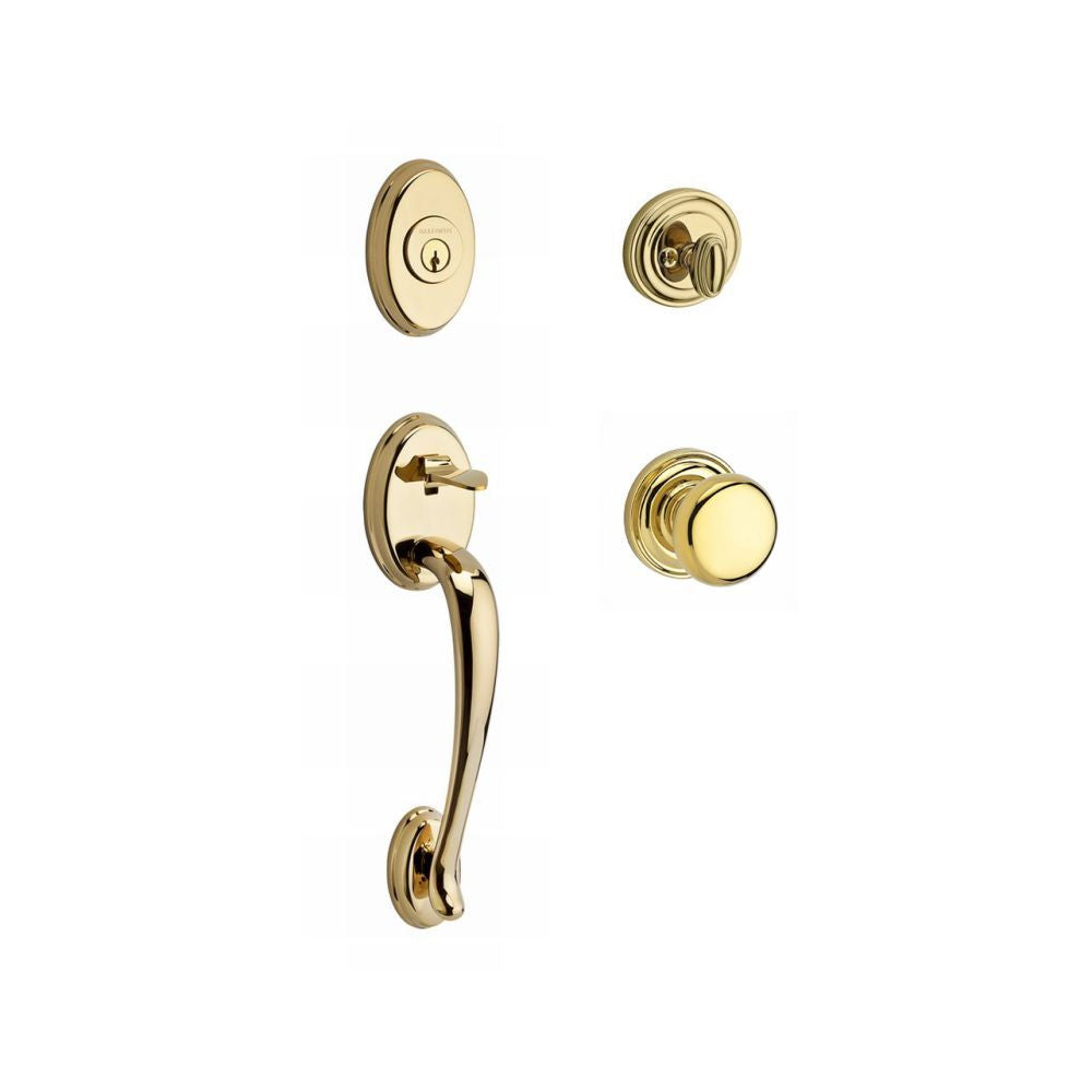 Baldwin Reserve SCCOLXROUTRR003 Single Cylinder Columbus Handleset Round Knob and Traditional Round Rose with 6AL Latch and Dual Strike Lifetime Brass Finish