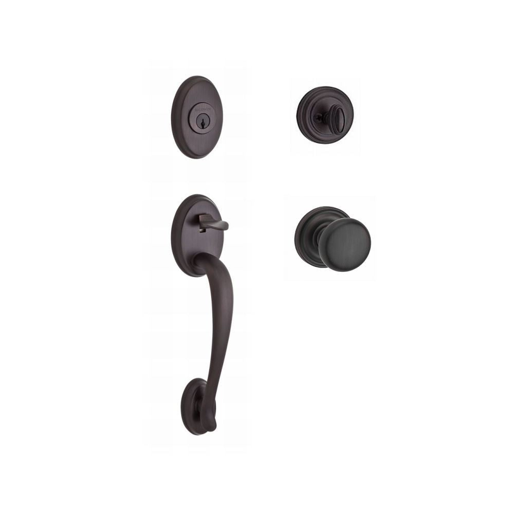 Baldwin Reserve SCCOLXROUTRR112 Single Cylinder Columbus Handleset Round Knob and Traditional Round Rose with 6AL Latch and Dual Strike Venetian Bronze Finish
