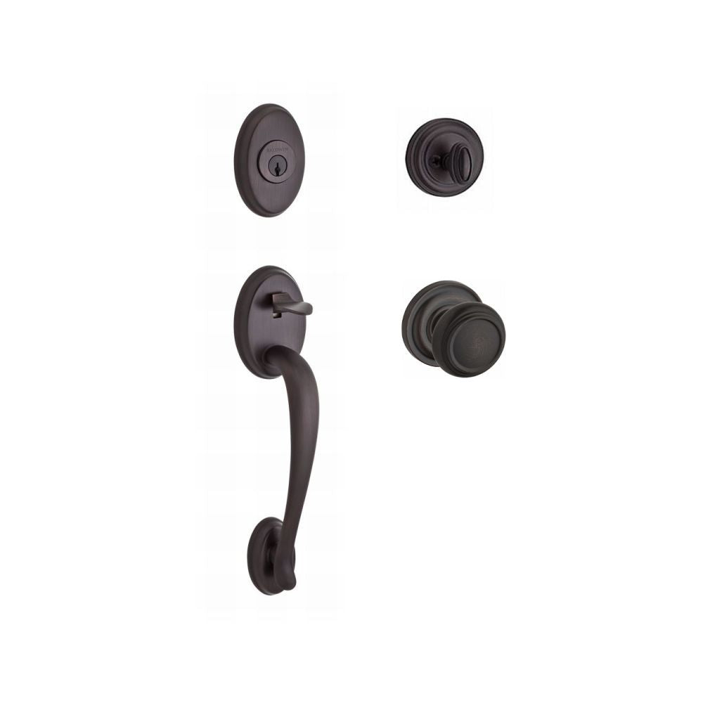 Baldwin Reserve SCCOLXTRATRR112 Single Cylinder Columbus Handleset Traditional Knob and Traditional Round Rose with 6AL Latch and Dual Strike Venetian Bronze Finish