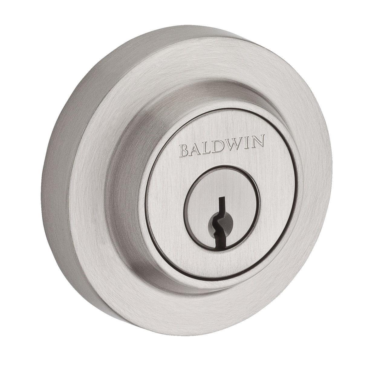 Baldwin Reserve SCCRD150 Single Cylinder Contemporary Round Deadbolt with 6AL Latch and Dual Strike Satin Nickel Finish