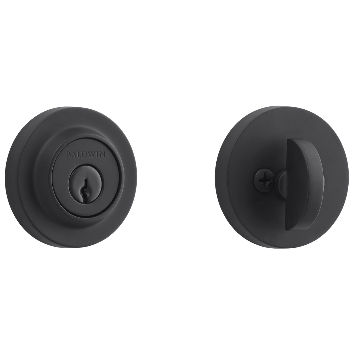 Baldwin Reserve SCCRD190 Single Cylinder Contemporary Round Deadbolt with 6AL Latch and Dual Strike Satin Black Finish