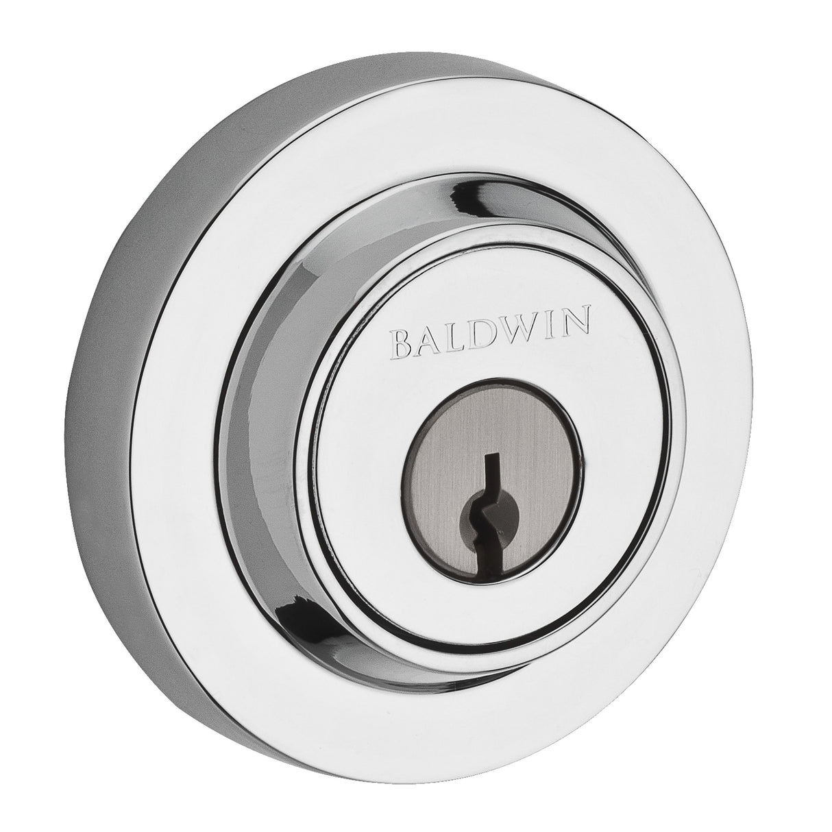 Baldwin Reserve SCCRD260S Single Cylinder Contemporary Round Deadbolt with 6AL Latch; Dual Strike; and SmartKey Bright Chrome Finish