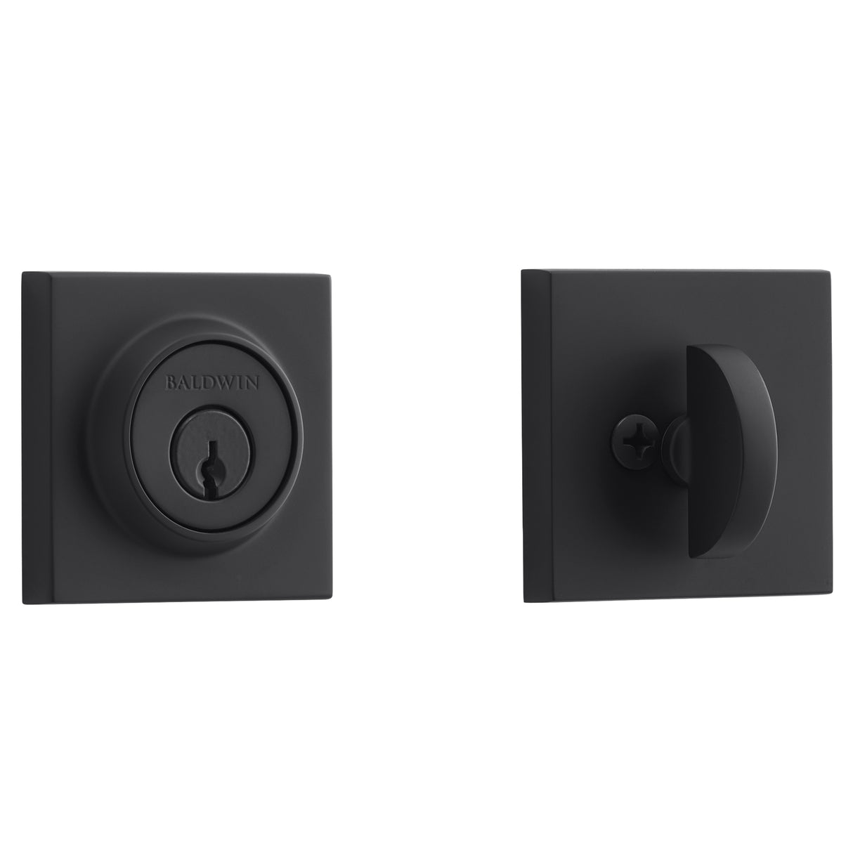 Baldwin Reserve SCCSD190 Single Cylinder Contemporary Square Deadbolt with 6AL Latch and Dual Strike Satin Black Finish