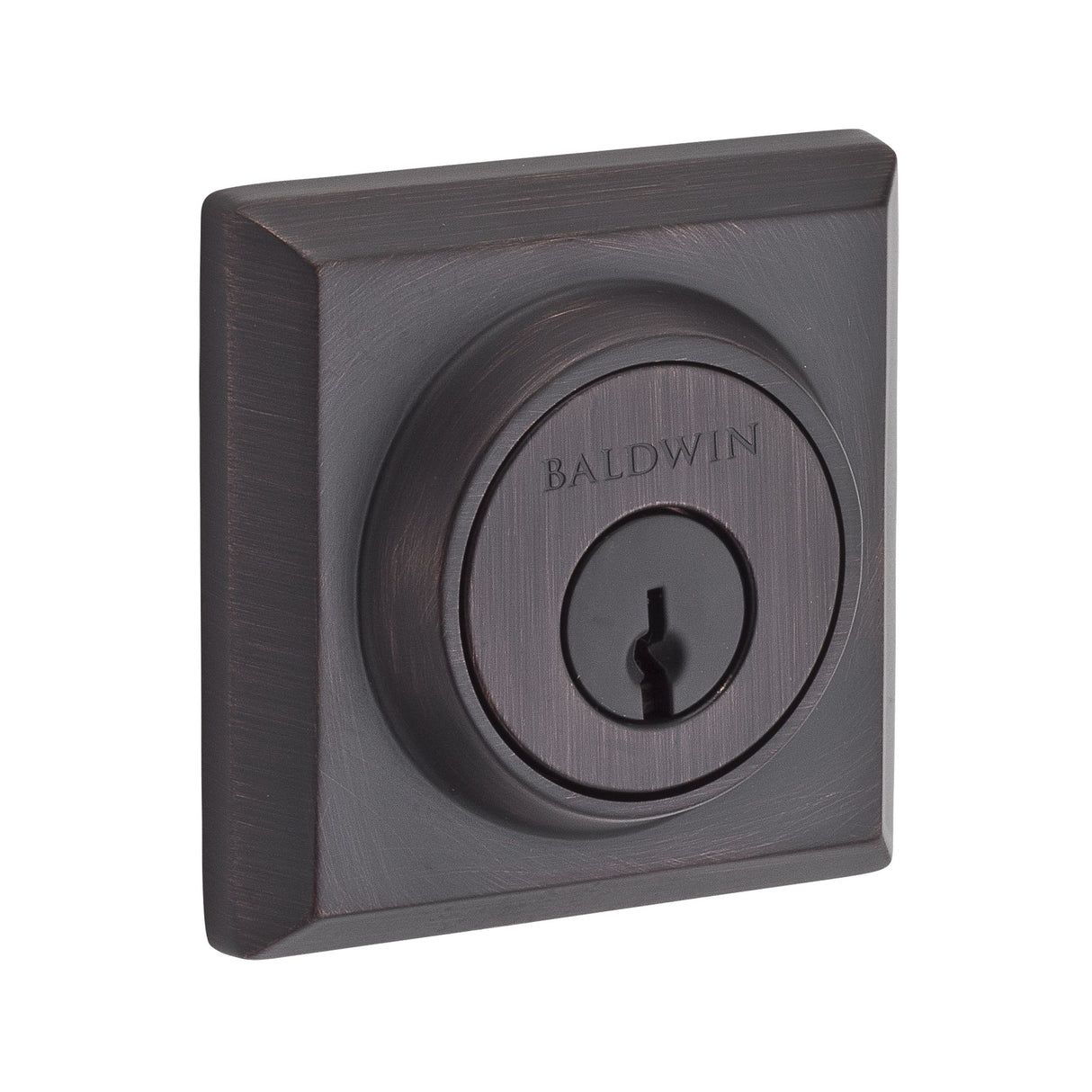 Baldwin Reserve SCTSD112 Single Cylinder Traditional Square Deadbolt with 6AL Latch and Dual Strike Venetian Bronze Finish