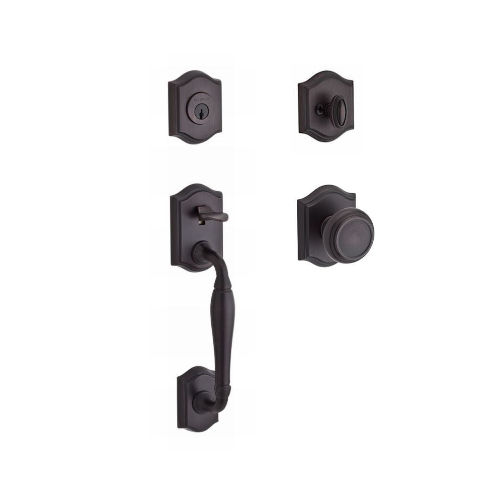 Baldwin Reserve SCWESXTRATAR112 Single Cylinder Westcliff Handleset Traditional Knob and Traditional Arch Rose with 6AL Latch and Dual Strike Venetian Bronze Finish