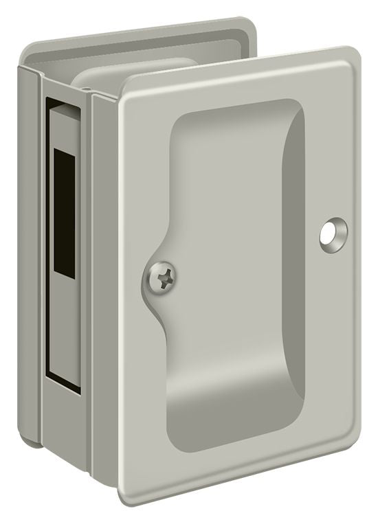 Deltana SDAR325U15 Heavy Duty Pocket Lock; Adjustable; 3-1/4" x 2 1/4" Sliding Door Receiver; Satin Nickel Finish Main image