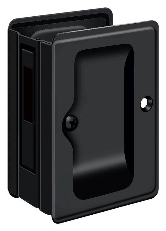 Deltana SDAR325U19 Heavy Duty Pocket Lock; Adjustable; 3-1/4" x 2 1/4" Sliding Door Receiver; Black Finish Main image